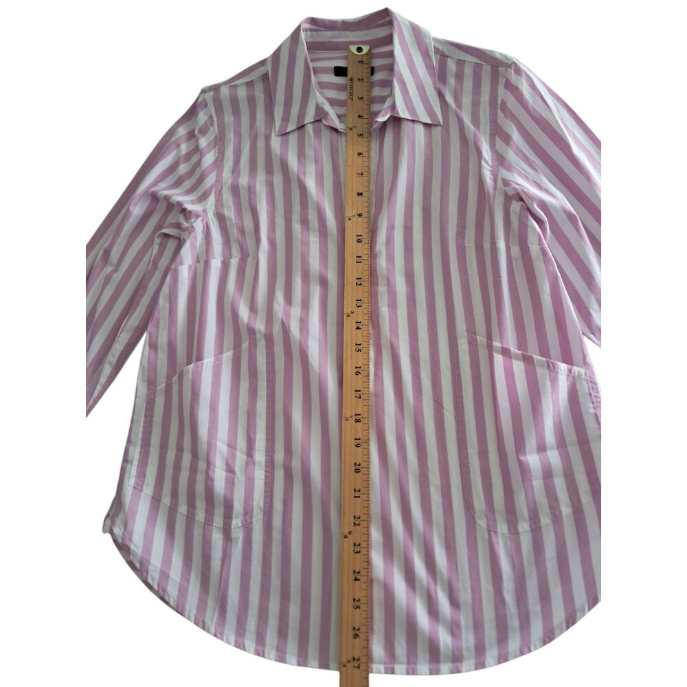 NWT J. Crew Top Women's XS Pink White Collared Popover Tunic Striped Preppy Work - Picture 12 of 13